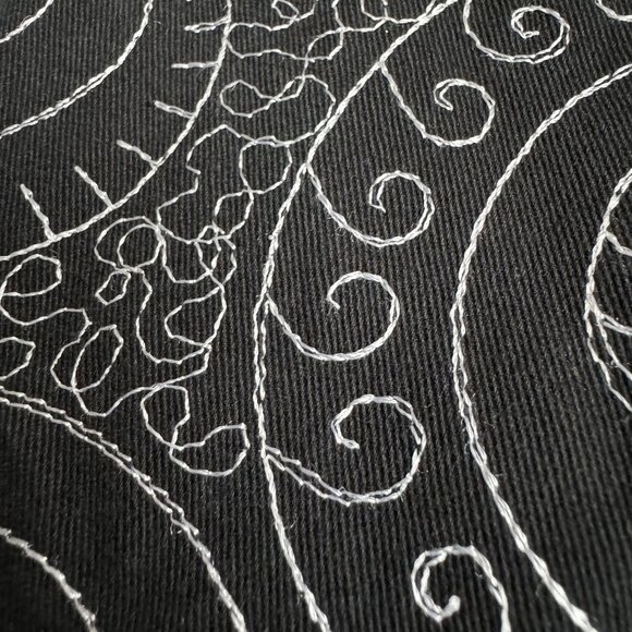 Vtg Laura Ashley Black White Swirl Embroidered Jacket L Whimsigoth Whimsical - Picture 3 of 8